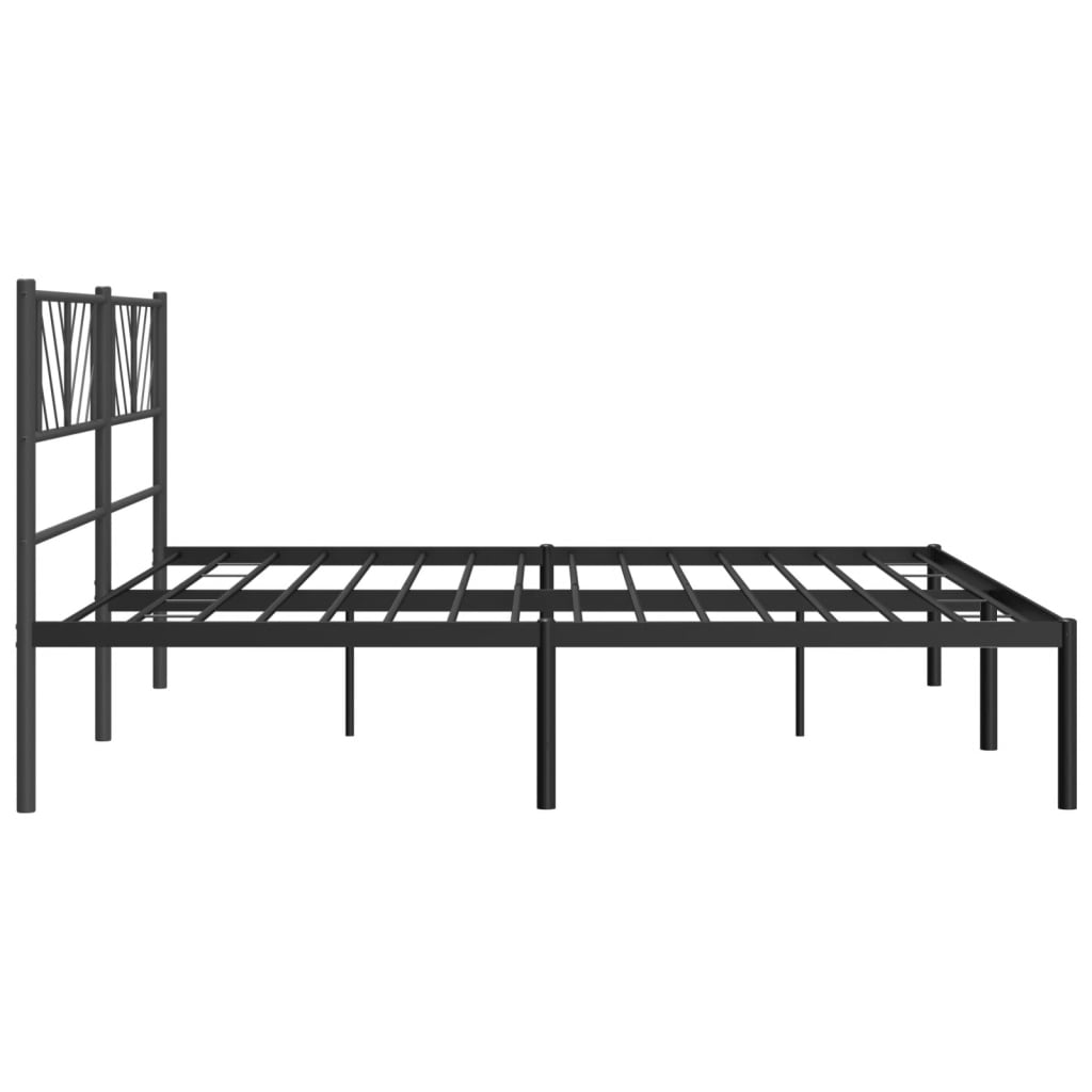 Metal Bed Frame with Headboard Black 183x203 cm King Size