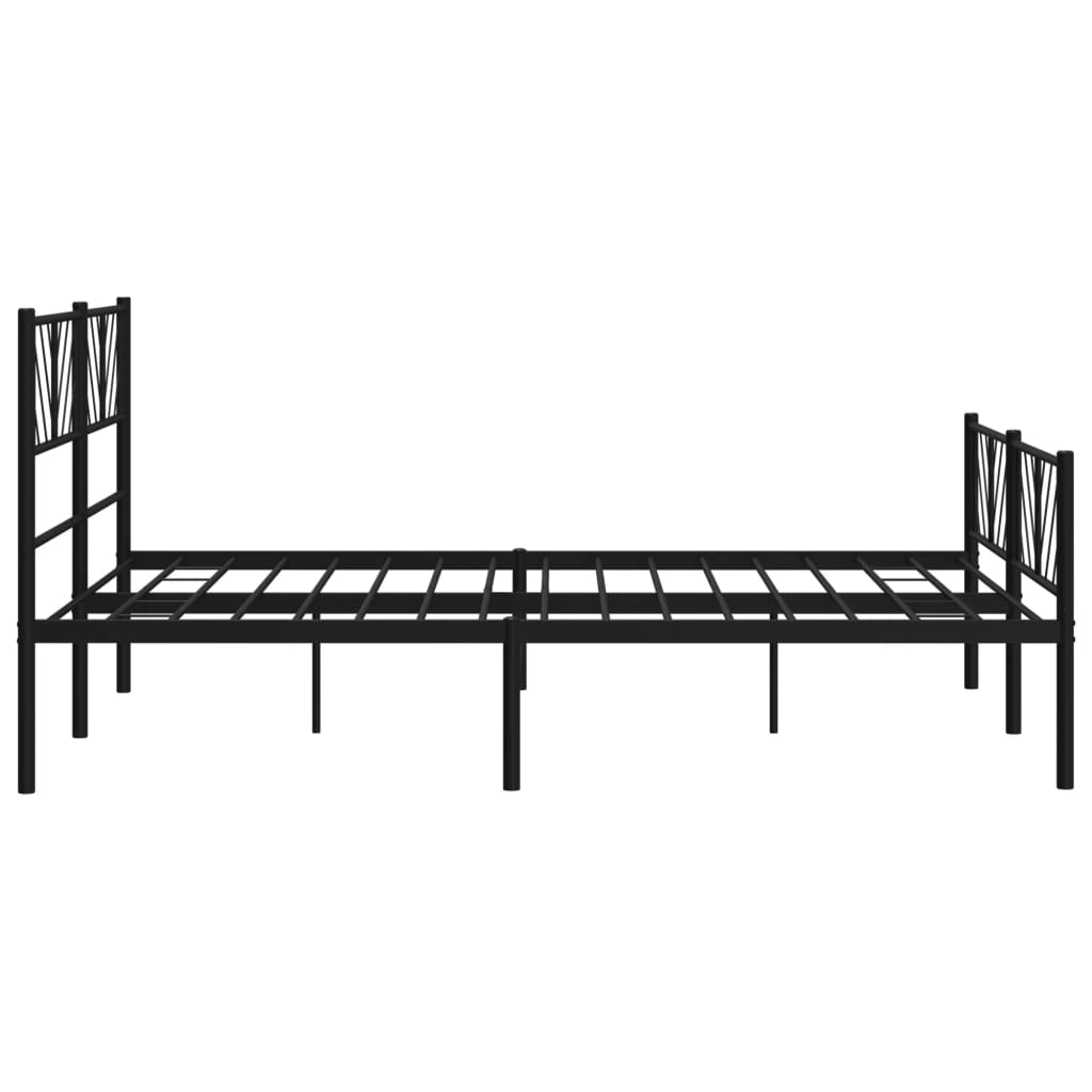 Metal Bed Frame with Headboard and Footboard Black 135x190 cm