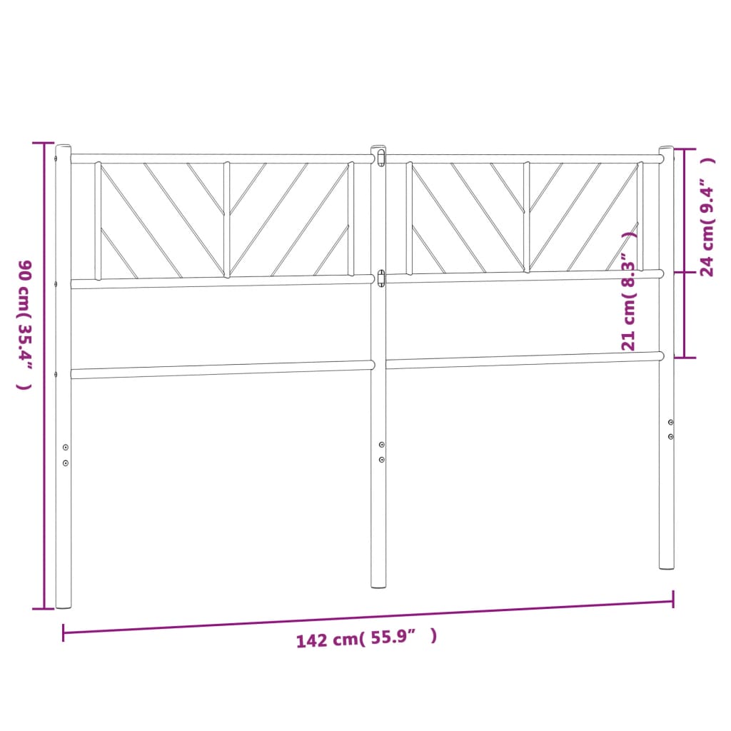 Metal Headboard Black 137 cm