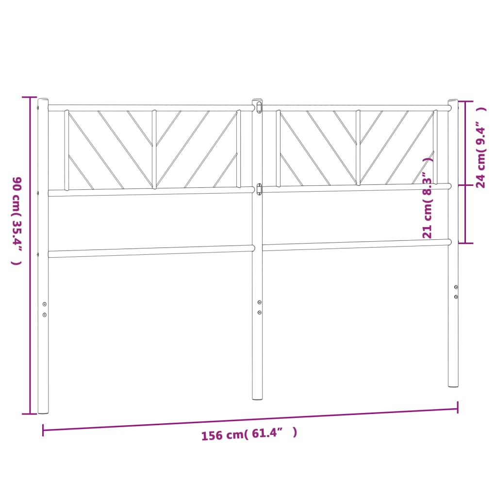 Metal Headboard Black 152 cm