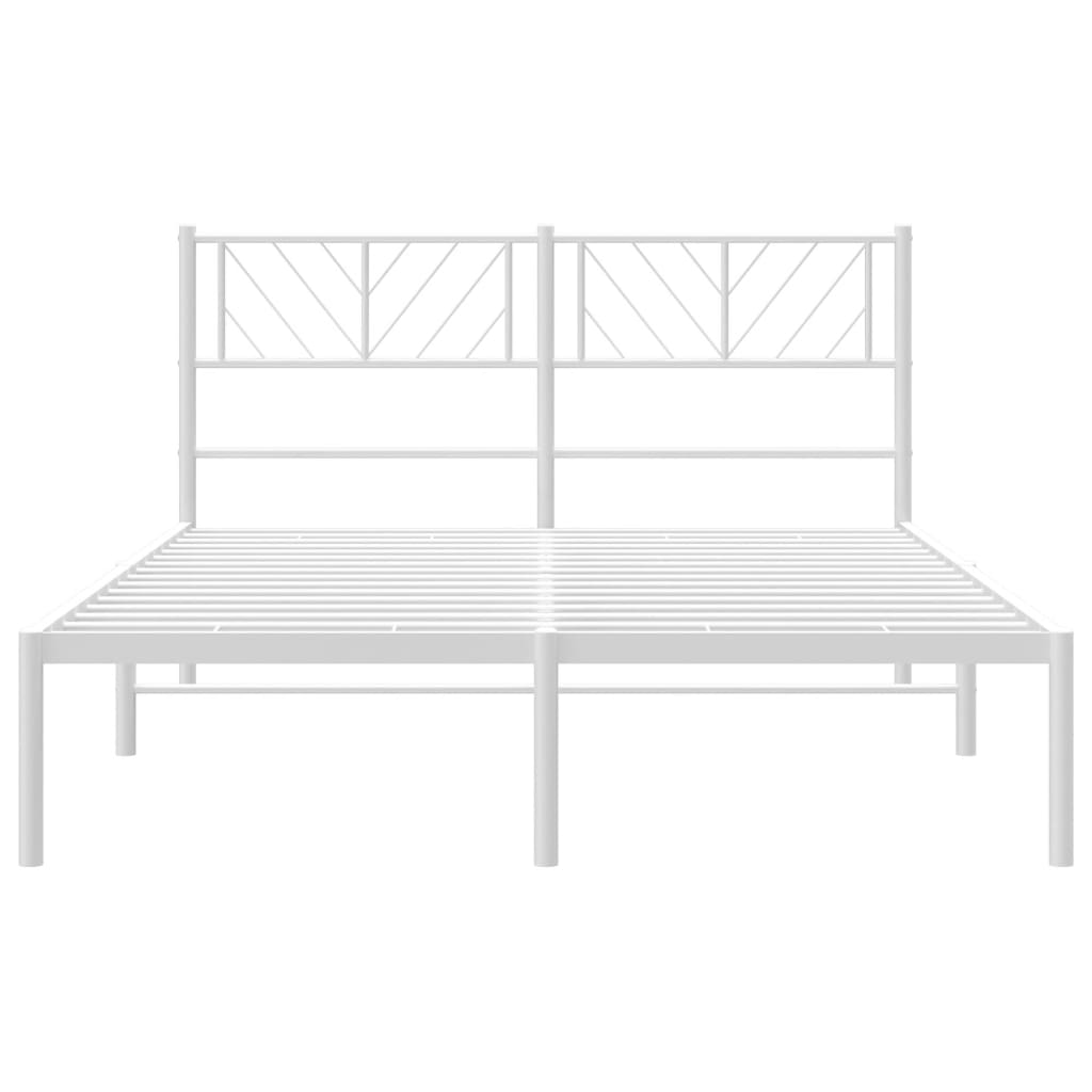 Metal Bed Frame with Headboard White 135x190 cm