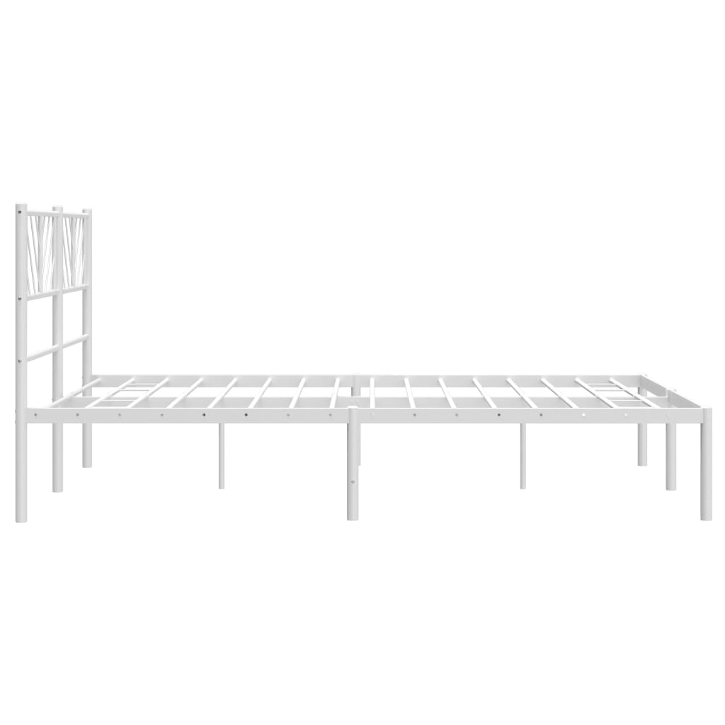 Metal Bed Frame with Headboard White 135x190 cm