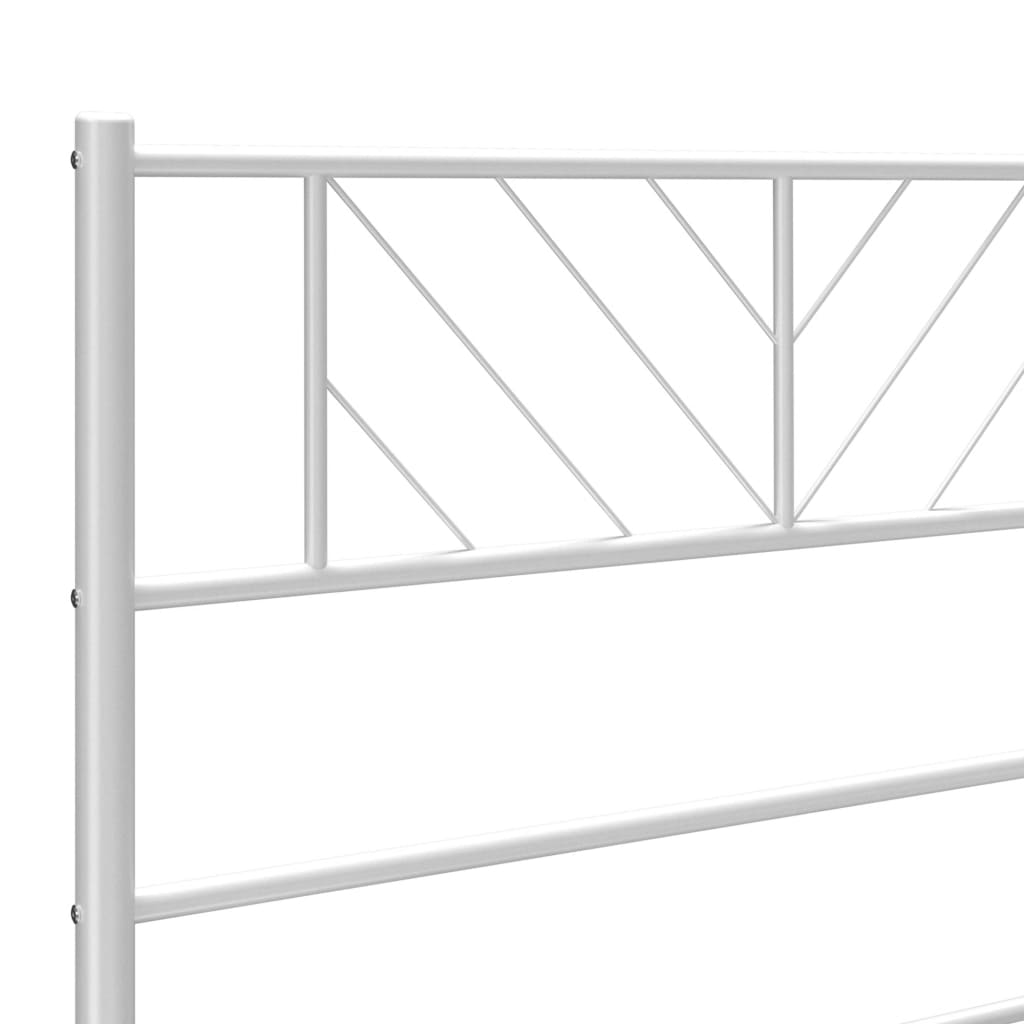 Metal Bed Frame with Headboard White 135x190 cm