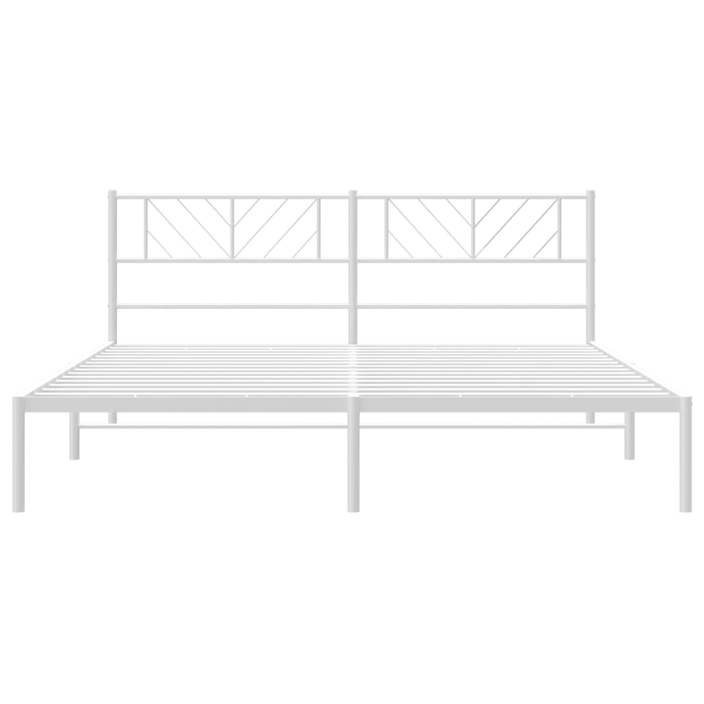 Metal Bed Frame with Headboard White 183x203 cm King Size