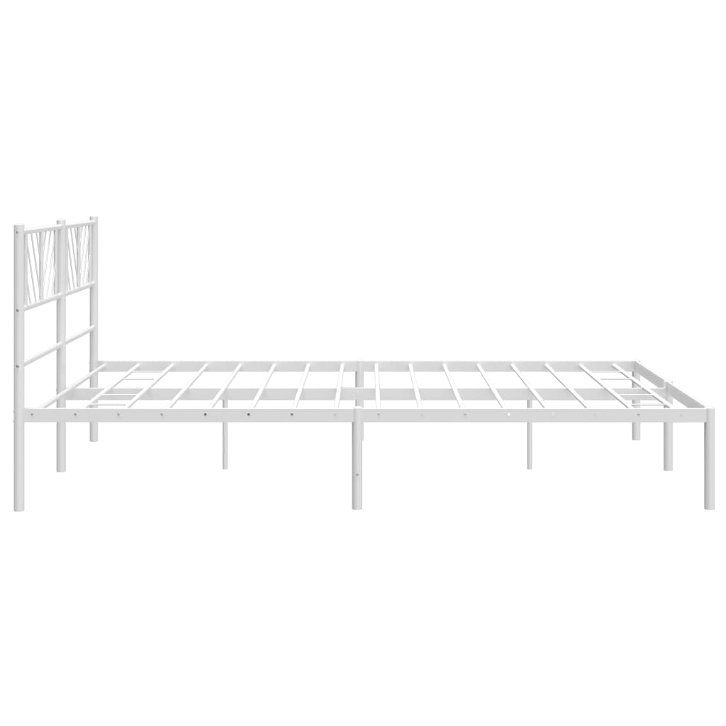 Metal Bed Frame with Headboard White 183x203 cm King Size