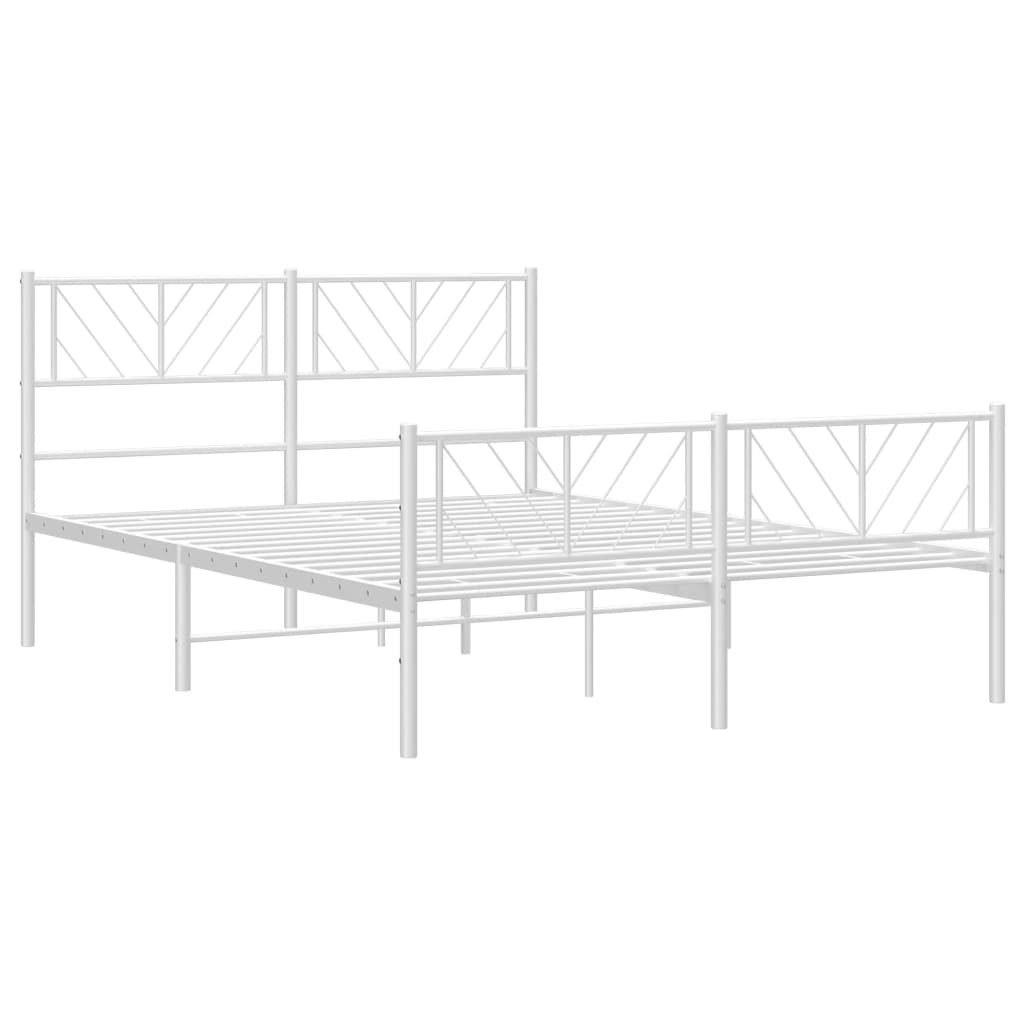 Metal Bed Frame with Headboard and Footboard White 135x190 cm