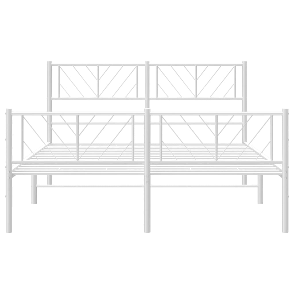 Metal Bed Frame with Headboard and Footboard White 135x190 cm