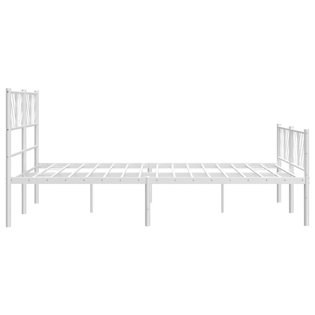 Metal Bed Frame with Headboard and Footboard White 135x190 cm