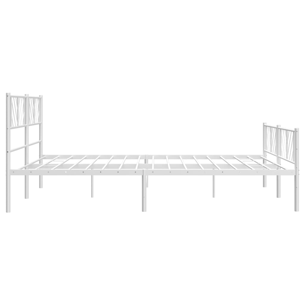 Metal Bed Frame with Headboard and Footboard White 183x203 cm King Size