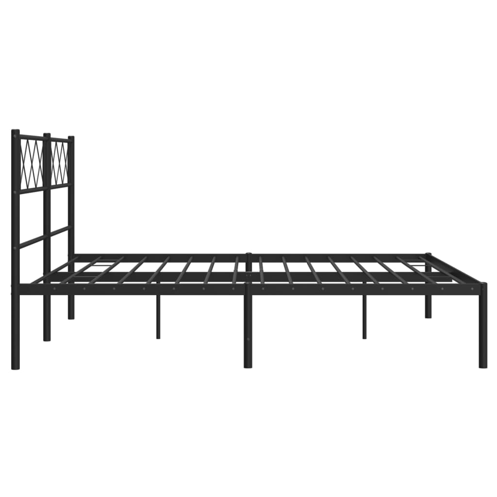 Metal Bed Frame with Headboard Black 135x190 cm