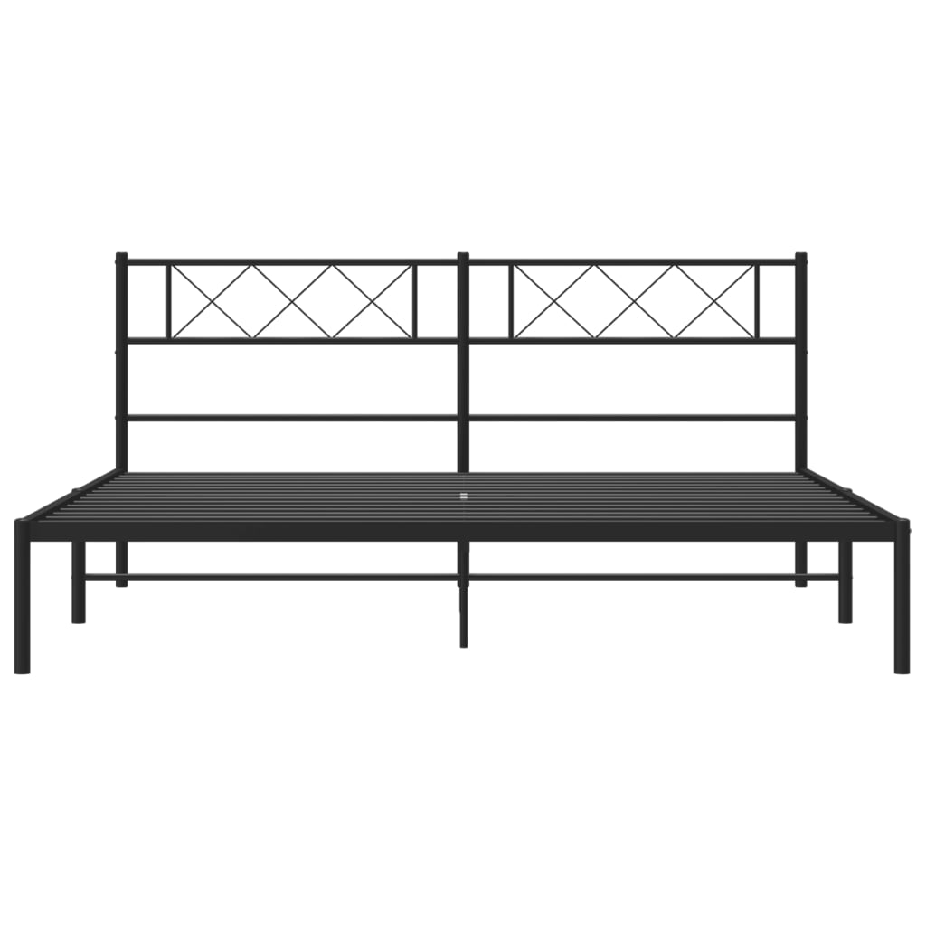 Metal Bed Frame with Headboard Black 183x203 cm King Size