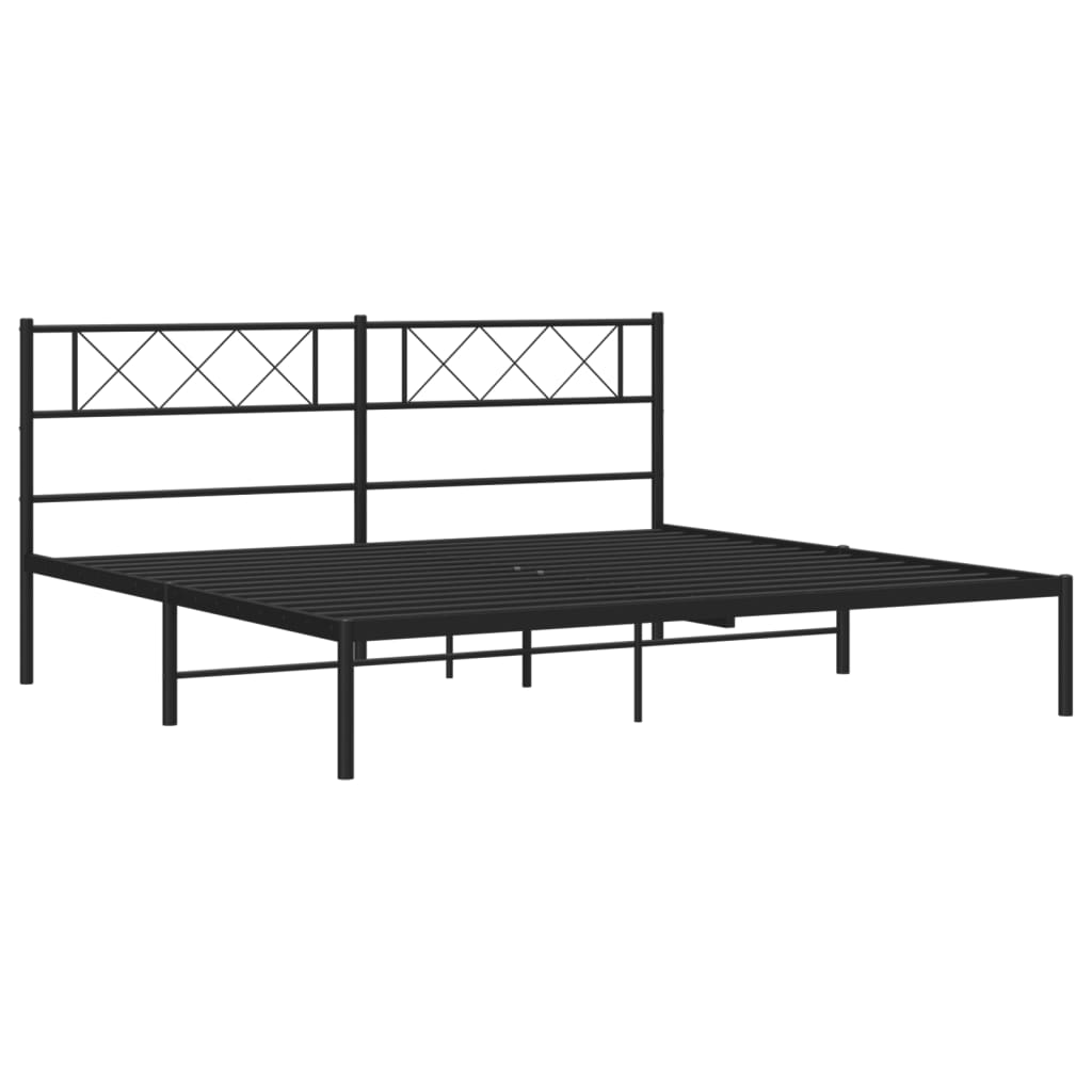 Metal Bed Frame with Headboard Black 183x203 cm King Size