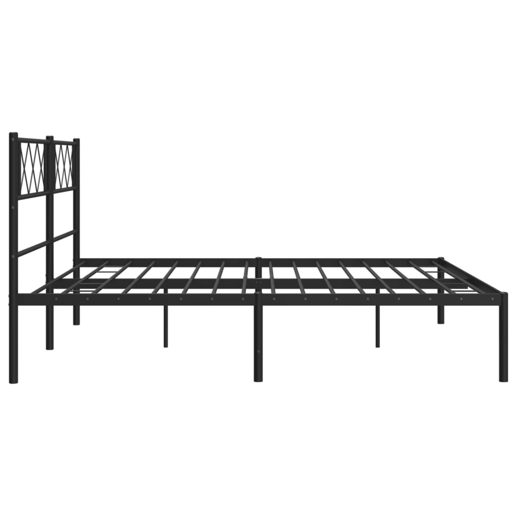 Metal Bed Frame with Headboard Black 183x203 cm King Size