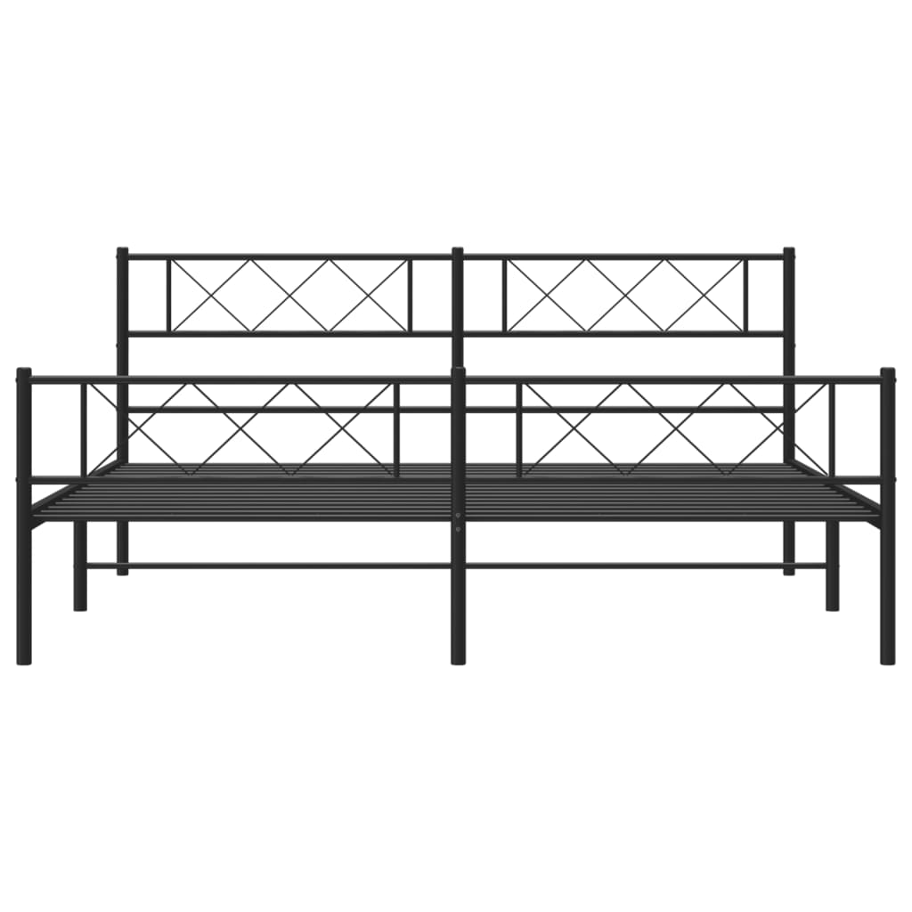 Metal Bed Frame with Headboard and Footboard Black 183x203 cm King Size