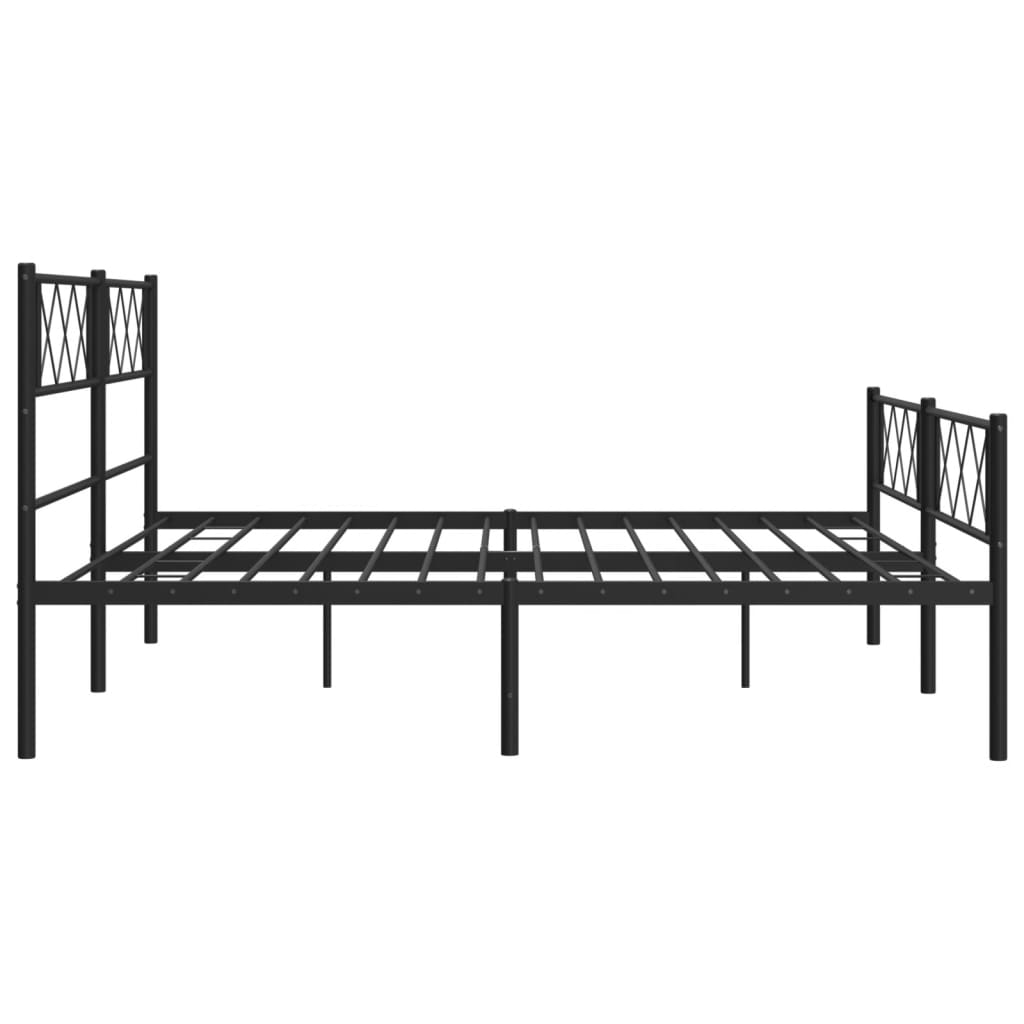 Metal Bed Frame with Headboard and Footboard Black 183x203 cm King Size