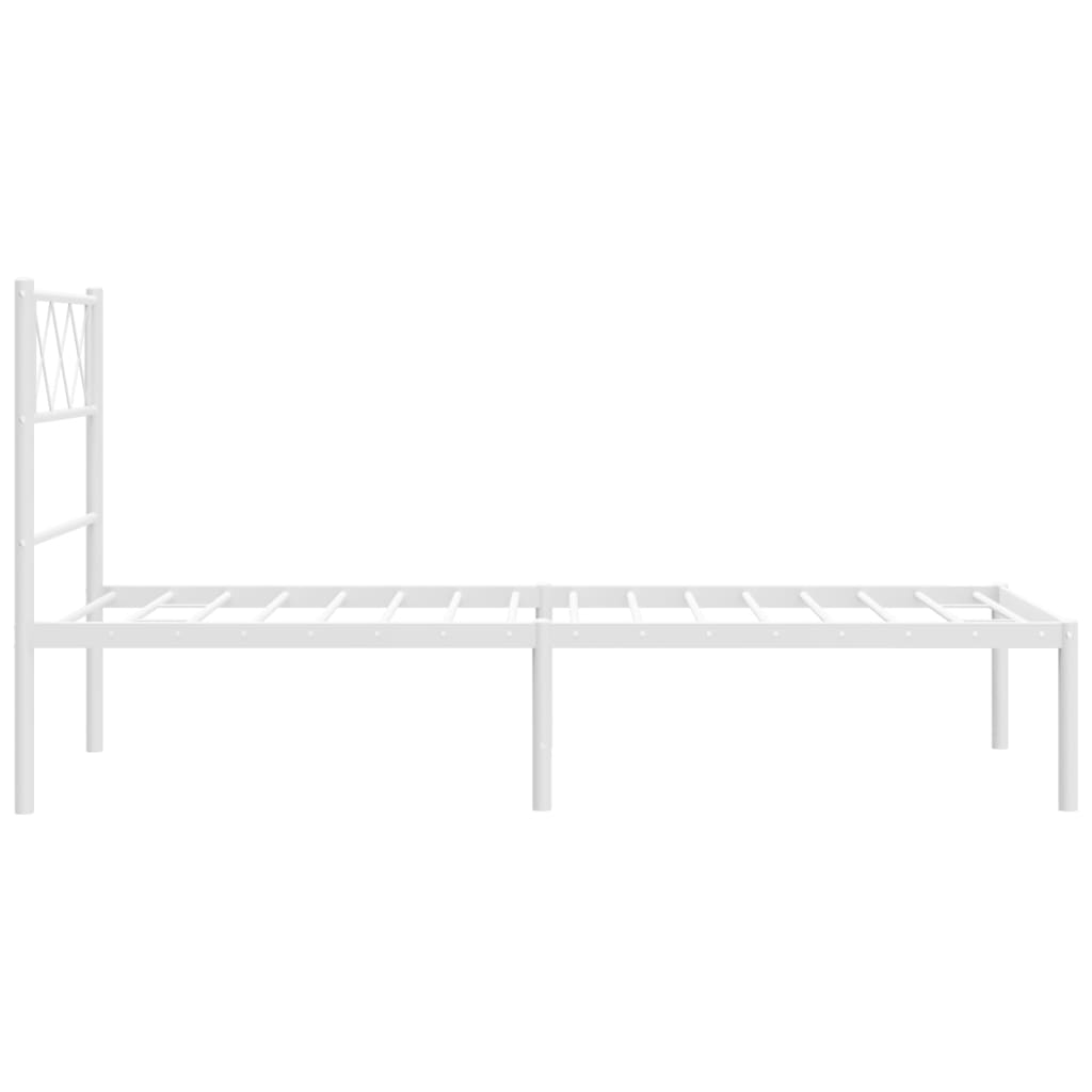 Metal Bed Frame with Headboard White 107x203 cm