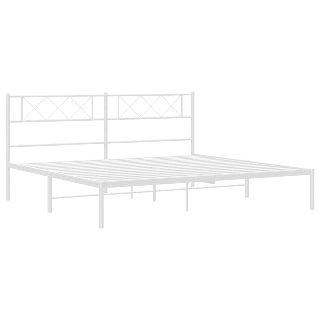 Metal Bed Frame with Headboard White 183x203 cm King Size