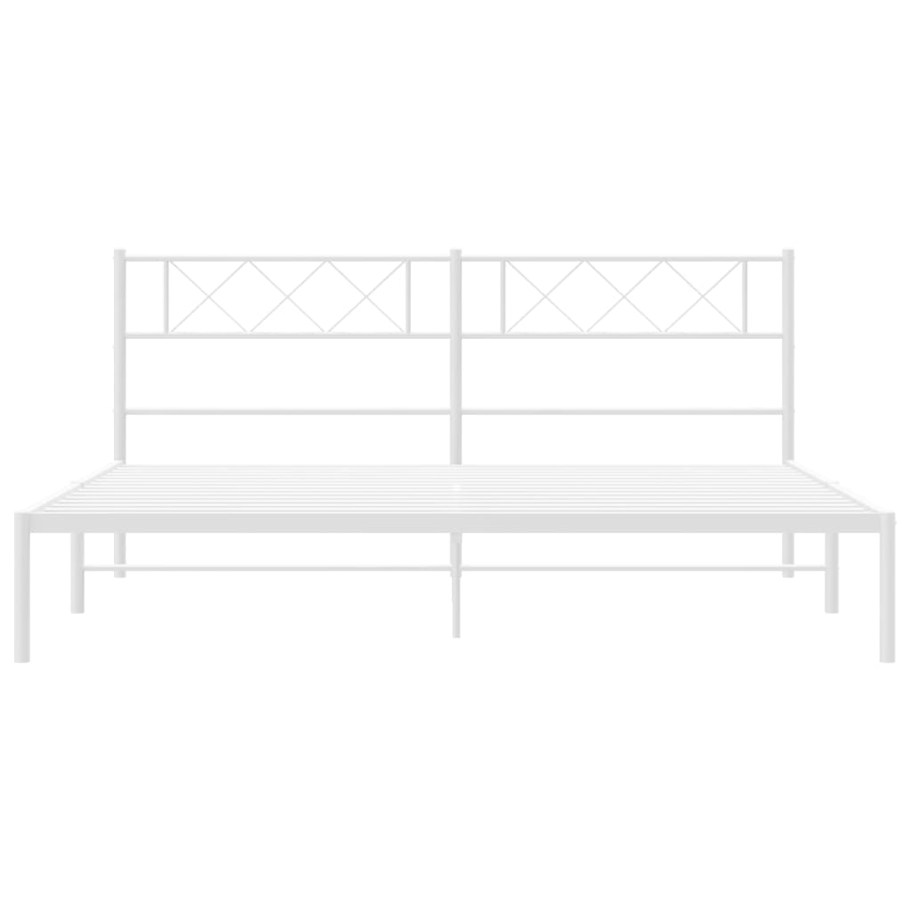 Metal Bed Frame with Headboard White 183x203 cm King Size