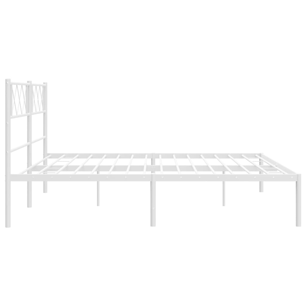 Metal Bed Frame with Headboard White 183x203 cm King Size