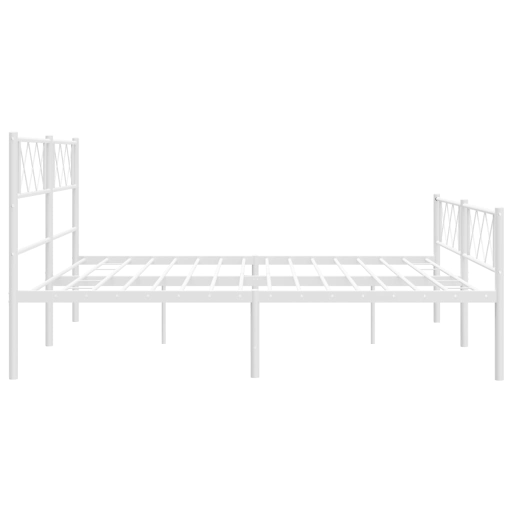 Metal Bed Frame with Headboard and Footboard White 183x203 cm King Size