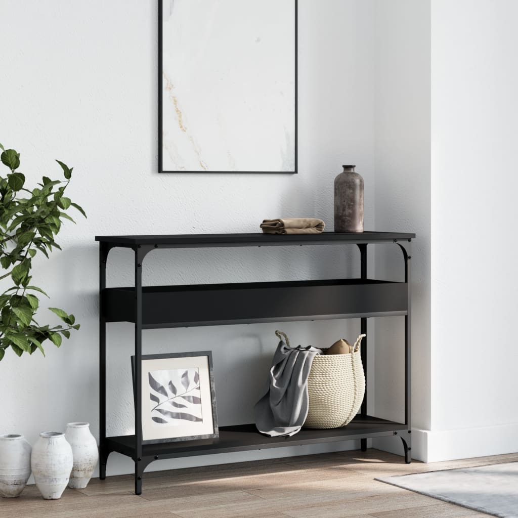 Console Table with Shelf Black 100x29x75cm Engineered Wood