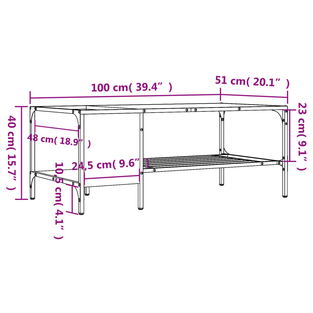 Coffee Table with Rack Black 100x51x40 cm Engineered Wood