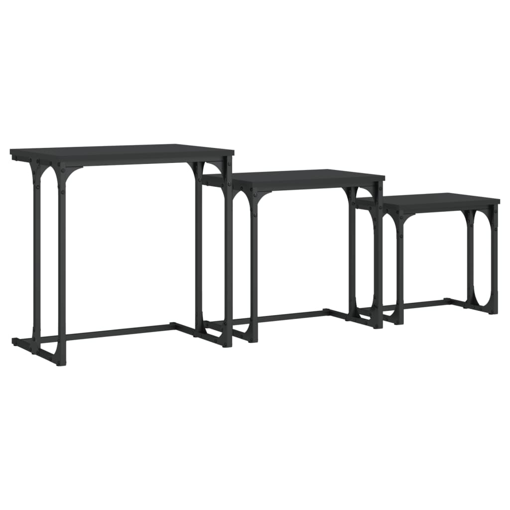 Nesting Coffee Tables 3 pcs Black Engineered Wood