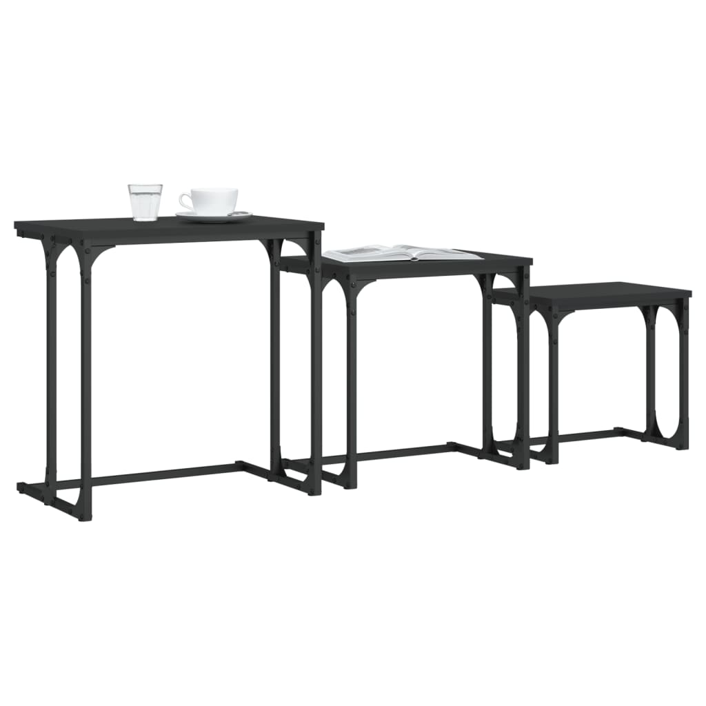 Nesting Coffee Tables 3 pcs Black Engineered Wood