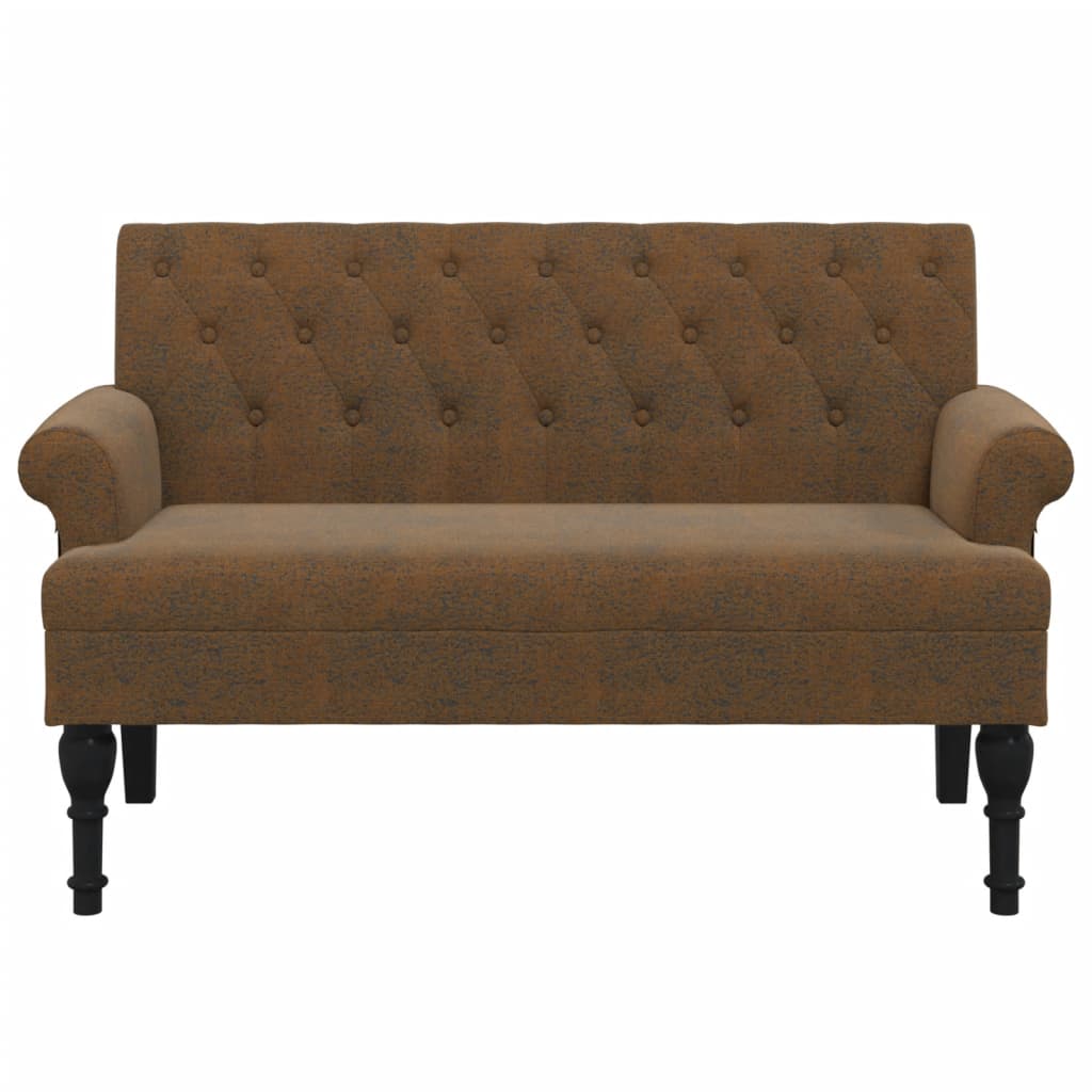 Bench with Backrest Brown 120x62x75.5 cm Faux Suede Leather