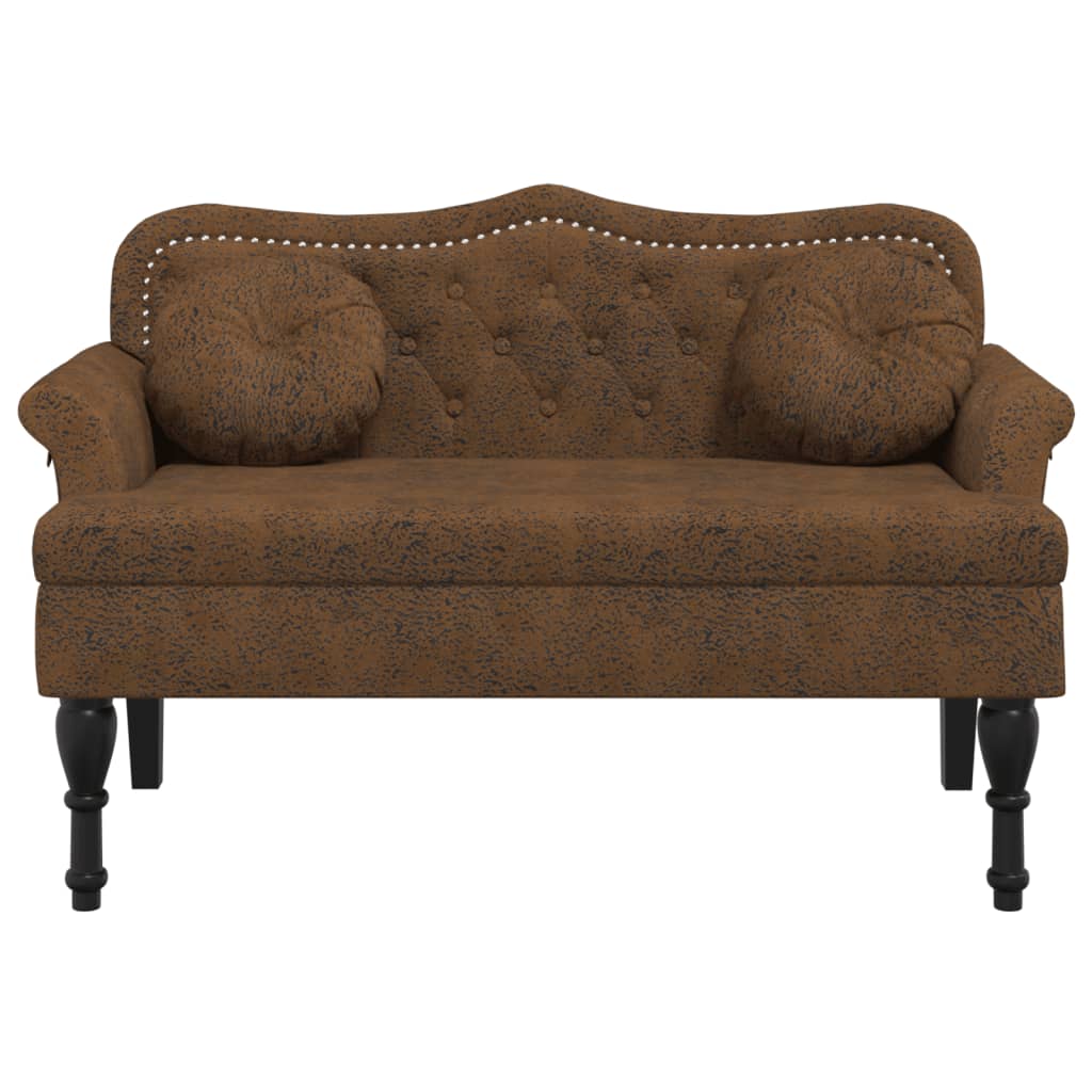 Bench with Cushions Brown 120.5x65x75 cm Faux Suede Leather