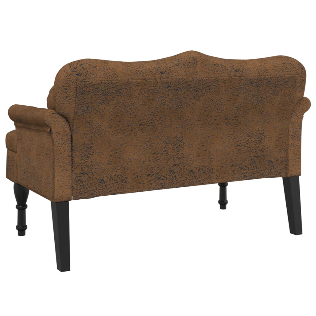 Bench with Cushions Brown 120.5x65x75 cm Faux Suede Leather