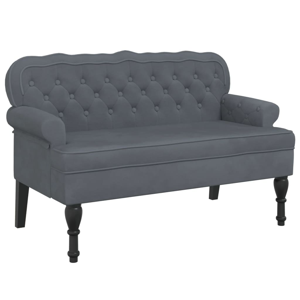 Bench with Backrest Dark Grey 119.5x64.5x75 cm Velvet