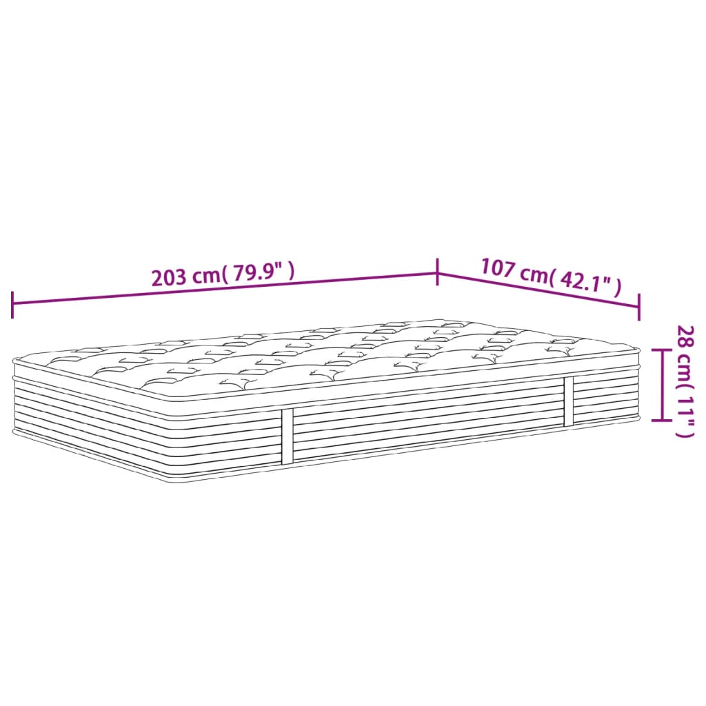 Pocket Spring Mattress Medium Plus 107x203 cm King Single Size