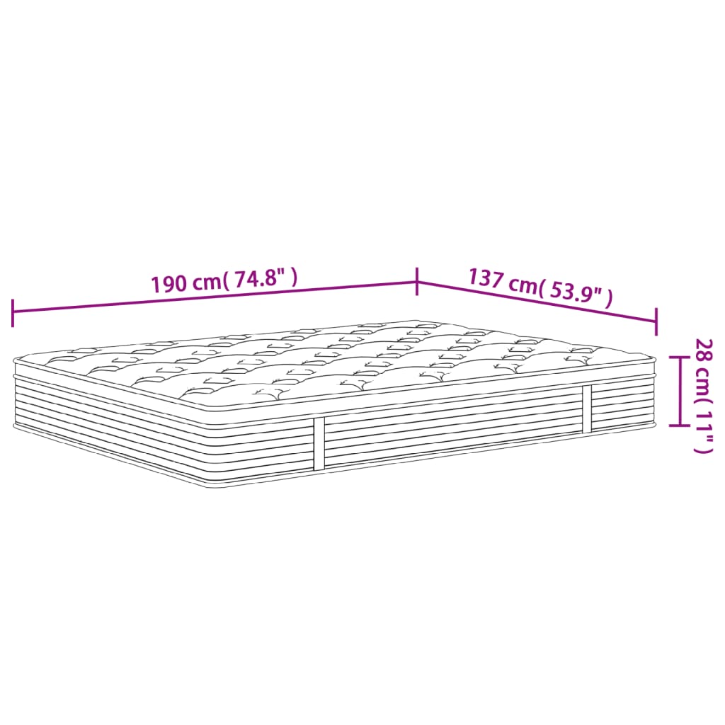 Pocket Spring Mattress Medium Plus 137x190 cm