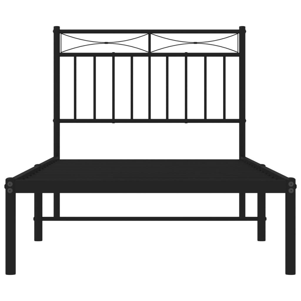 Metal Bed Frame with Headboard Black 92x187 cm Single Size