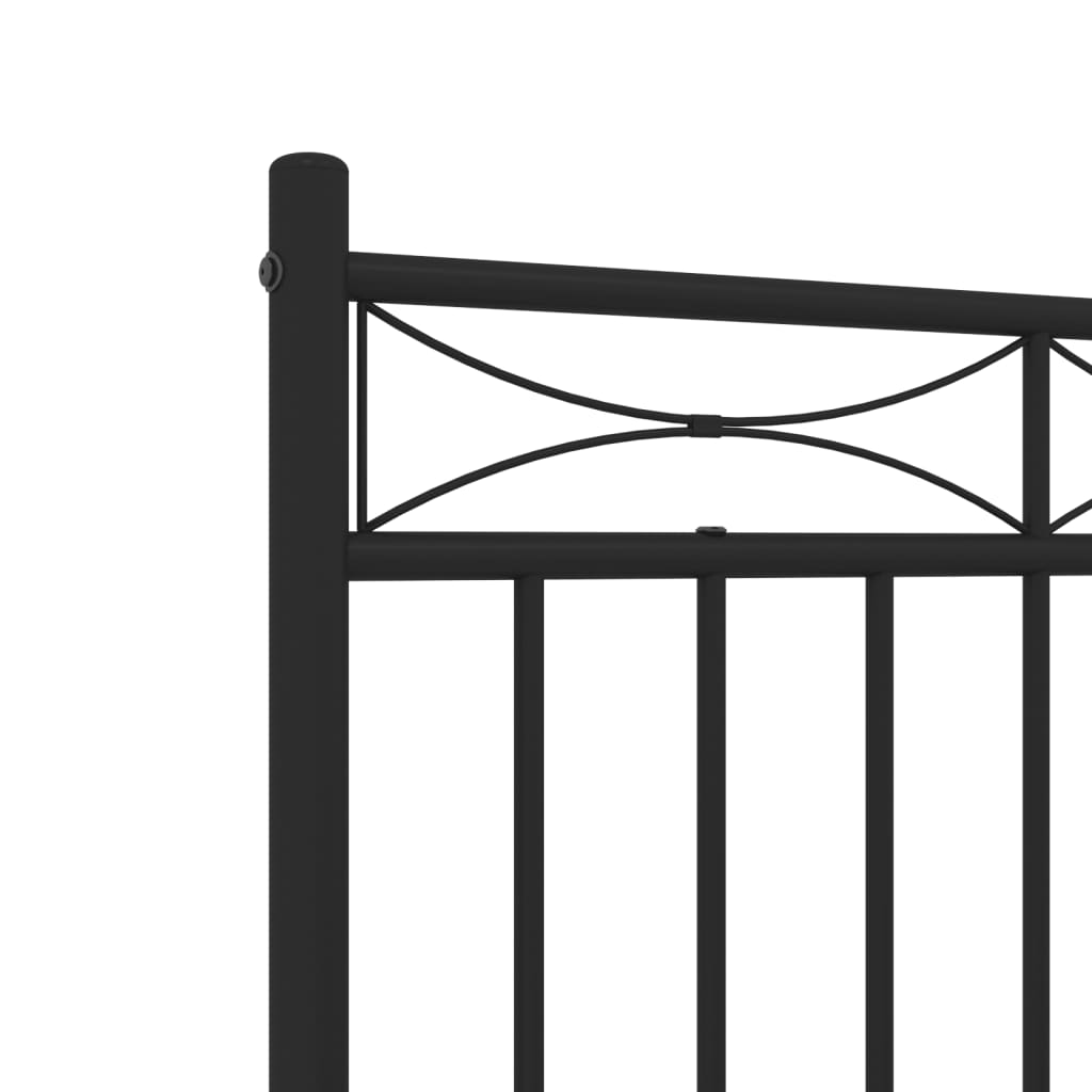 Metal Bed Frame with Headboard Black 135x190 cm