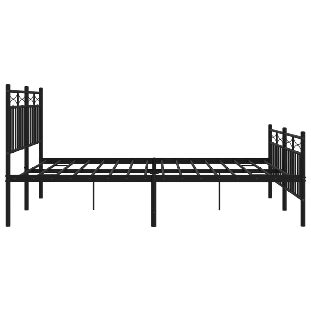 Metal Bed Frame with Headboard and Footboard Black 150x200 cm