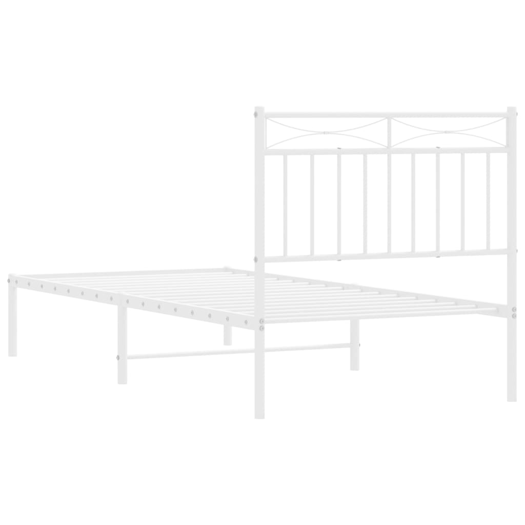 Metal Bed Frame with Headboard White 92x187 cm Single Size