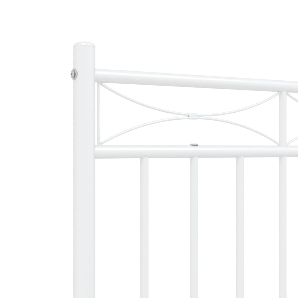 Metal Bed Frame with Headboard White 135x190 cm