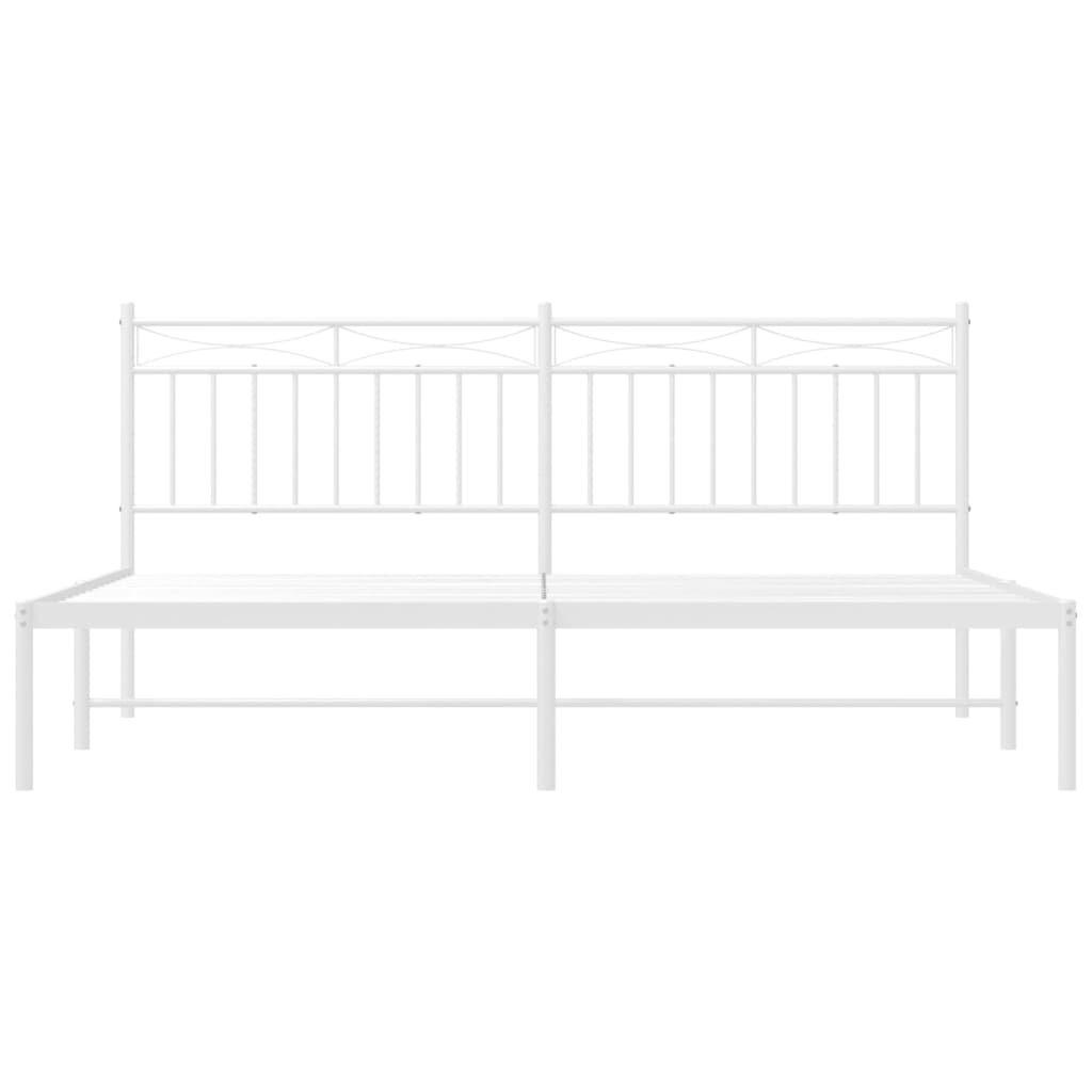 Metal Bed Frame with Headboard White 183x203 cm King Size