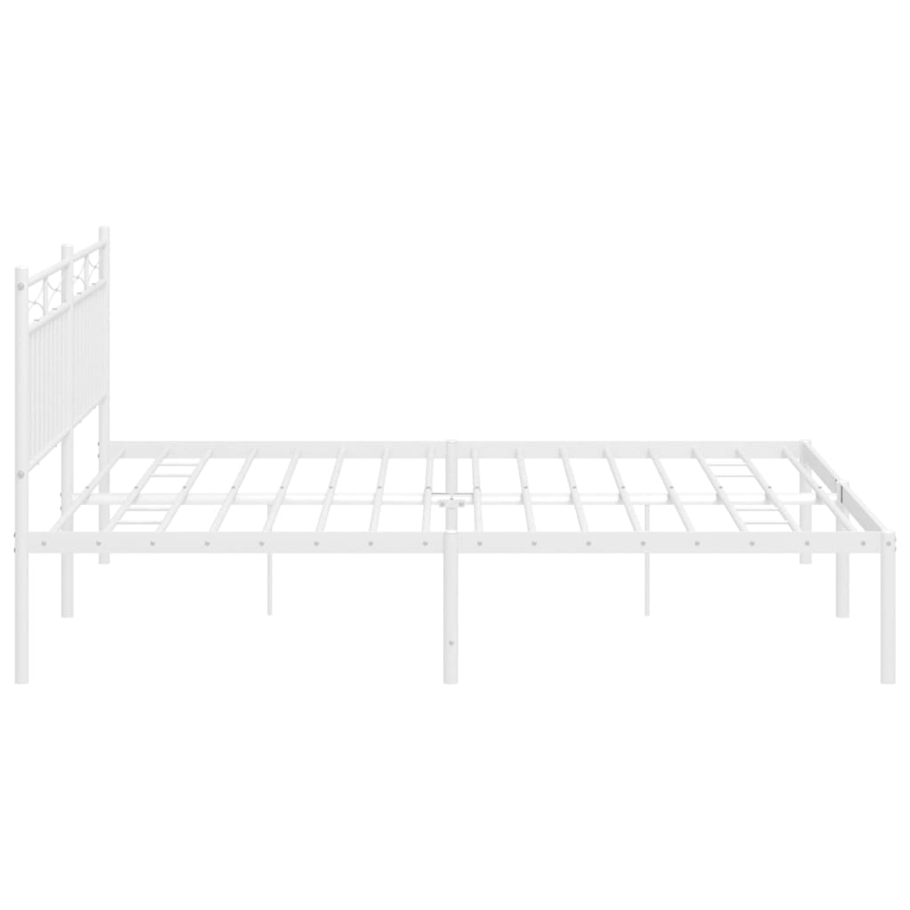 Metal Bed Frame with Headboard White 183x203 cm King Size