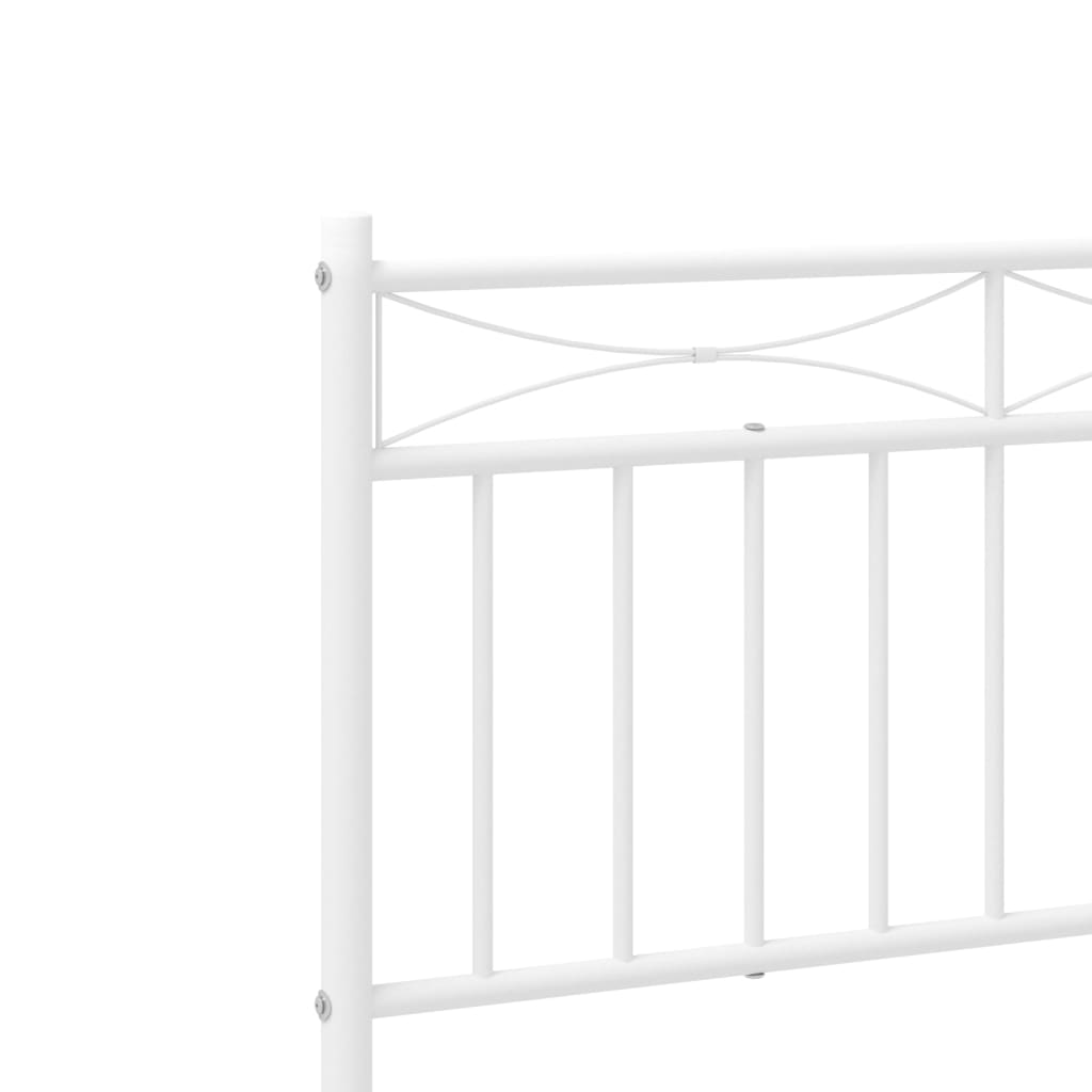 Metal Bed Frame with Headboard White 183x203 cm King Size