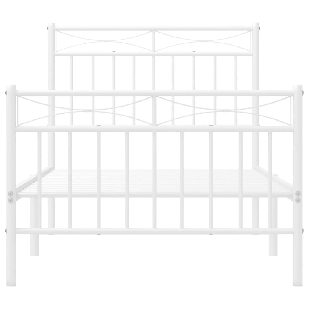 Metal Bed Frame with Headboard and Footboard White 92x187 cm Single Size