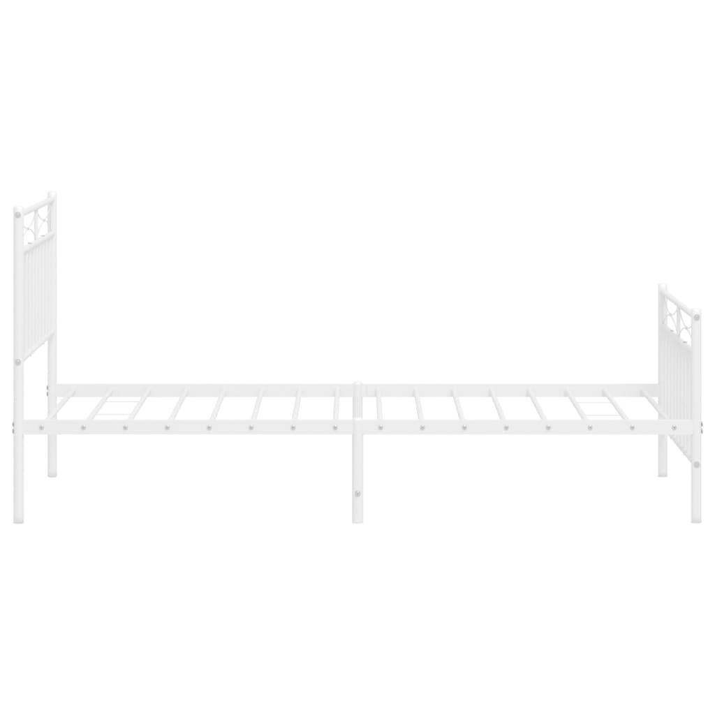 Metal Bed Frame with Headboard and Footboard White 92x187 cm Single Size