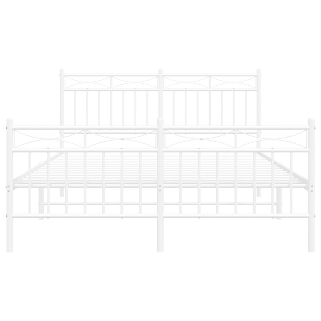 Metal Bed Frame with Headboard and Footboard White 135x190 cm