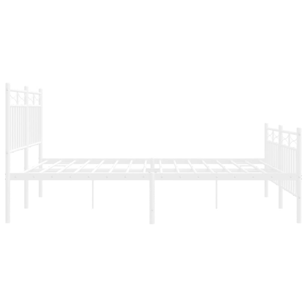 Metal Bed Frame with Headboard and Footboard White 135x190 cm