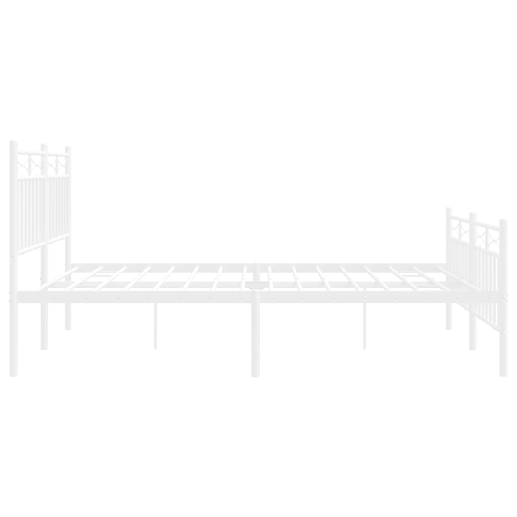 Metal Bed Frame with Headboard and Footboard White 150x200 cm