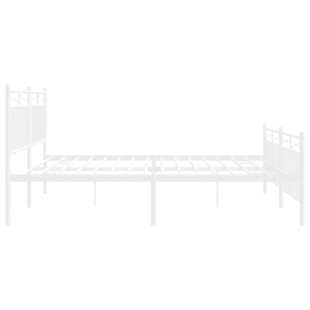 Metal Bed Frame with Headboard and Footboard White 183x203 cm King Size