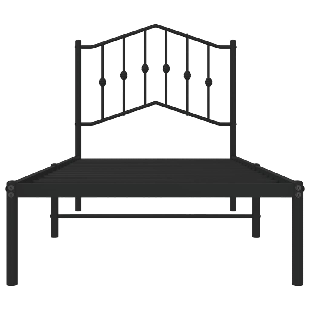 Metal Bed Frame with Headboard Black 92x187 cm Single Size