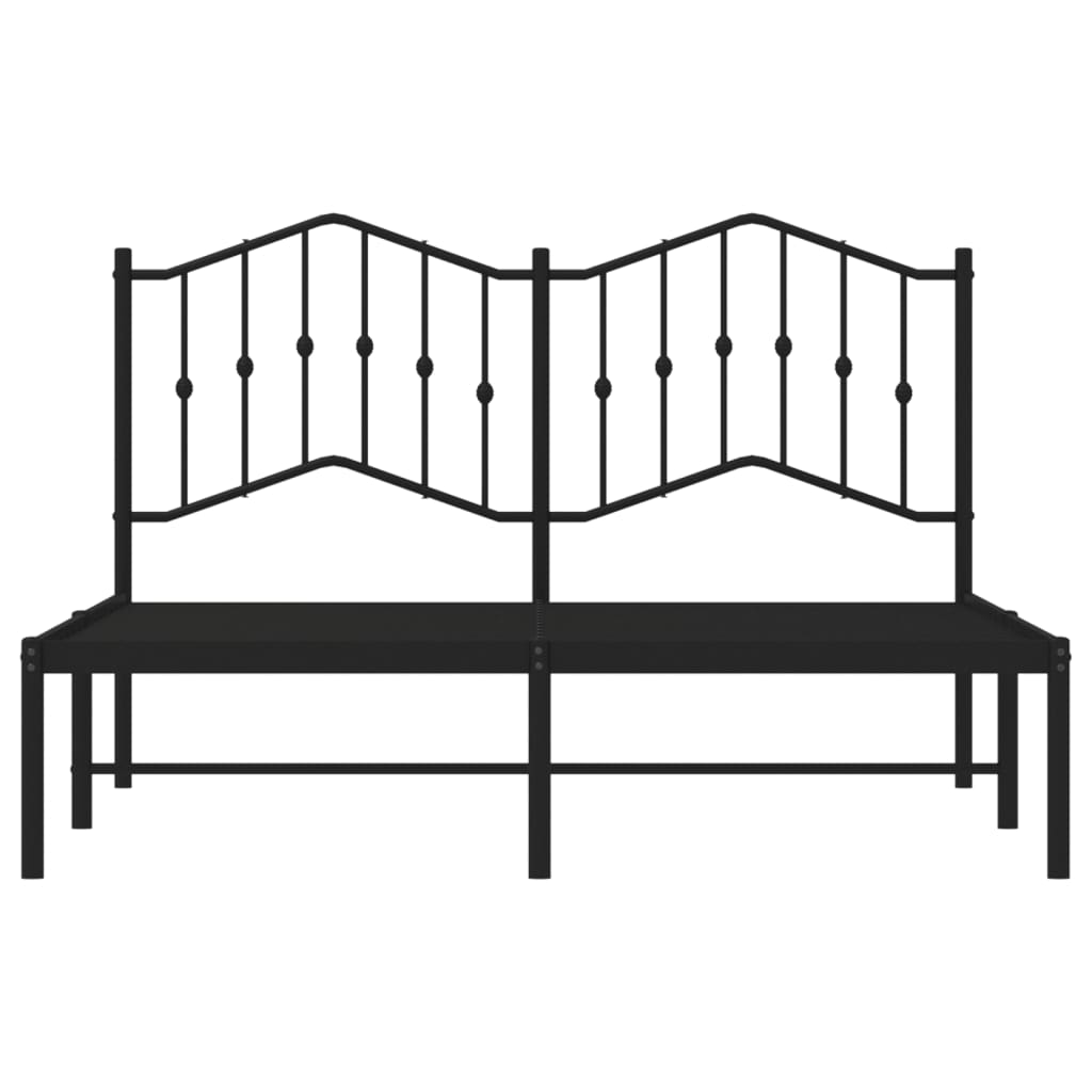 Metal Bed Frame with Headboard Black 150x200 cm